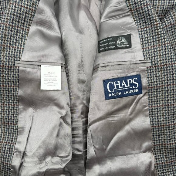 Chaps Ralph Lauren Vintage Houndstooth Wool Blazer Sport Jacket 42 Long Canada - Picture 4 of 16